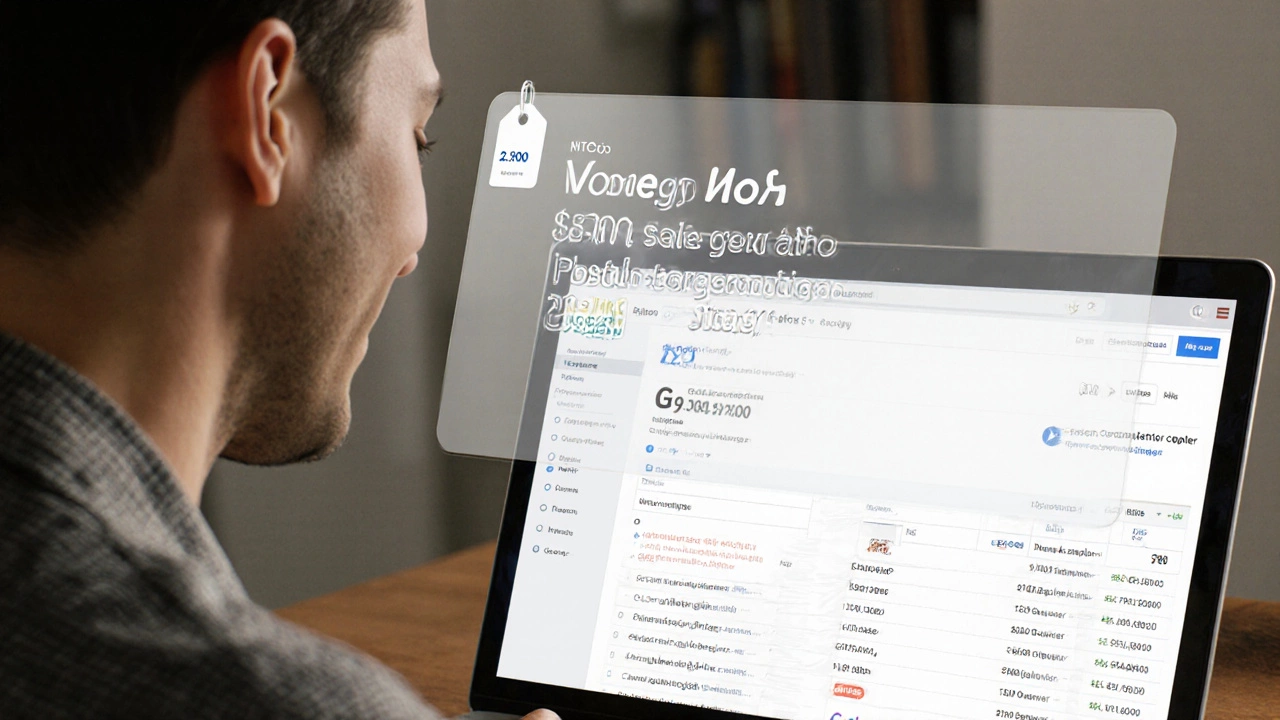 Владелец бизнеса смотрит на отчёт GA4 с чёткими конверсиями, а рядом — цена настройки 25 000 рублей.