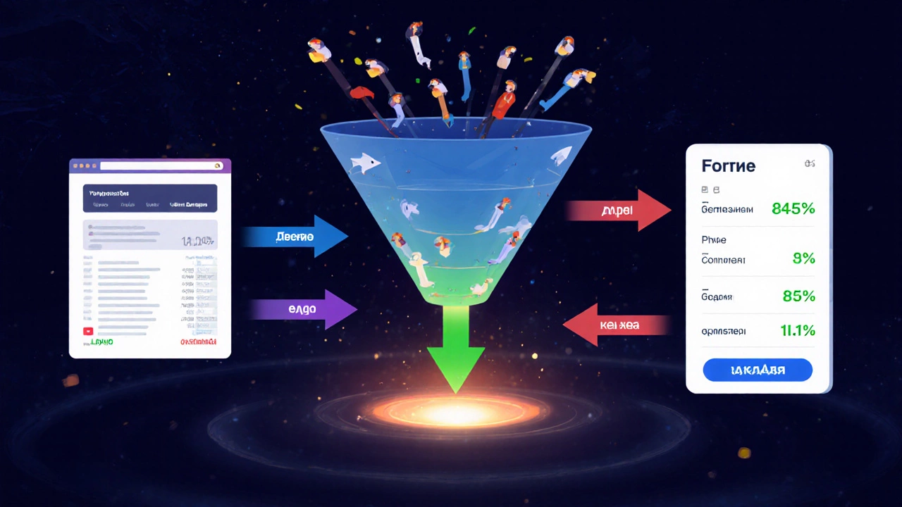 Воронка конверсии сайта с утечкой пользователей на форме заявки.