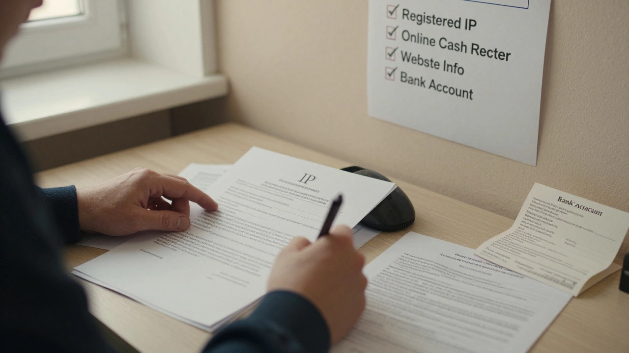 Предприниматель подписывает документы для регистрации ИП и подключения онлайн-кассы.