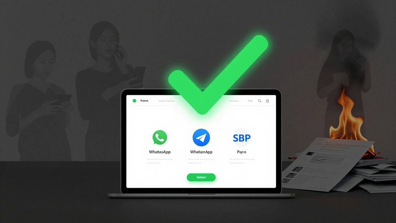 Минималистичный сайт с кнопками связи и оплаты, фоном — сгорающие сложные шаблоны веб-дизайна.