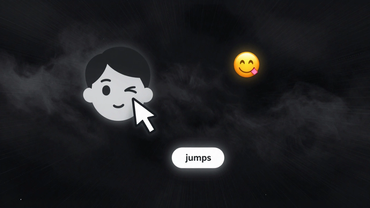 Интерфейс сайта реагирует на клики и свайпы: мигает аватар, появляется эмодзи, звучит тонкий звук.