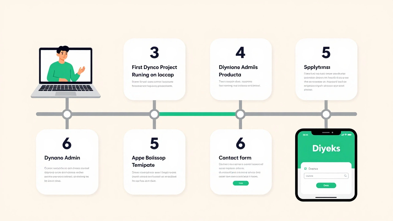 Визуальная хронология изучения Django за шесть недель: от основ Python до запущенного сайта с формой заказа.