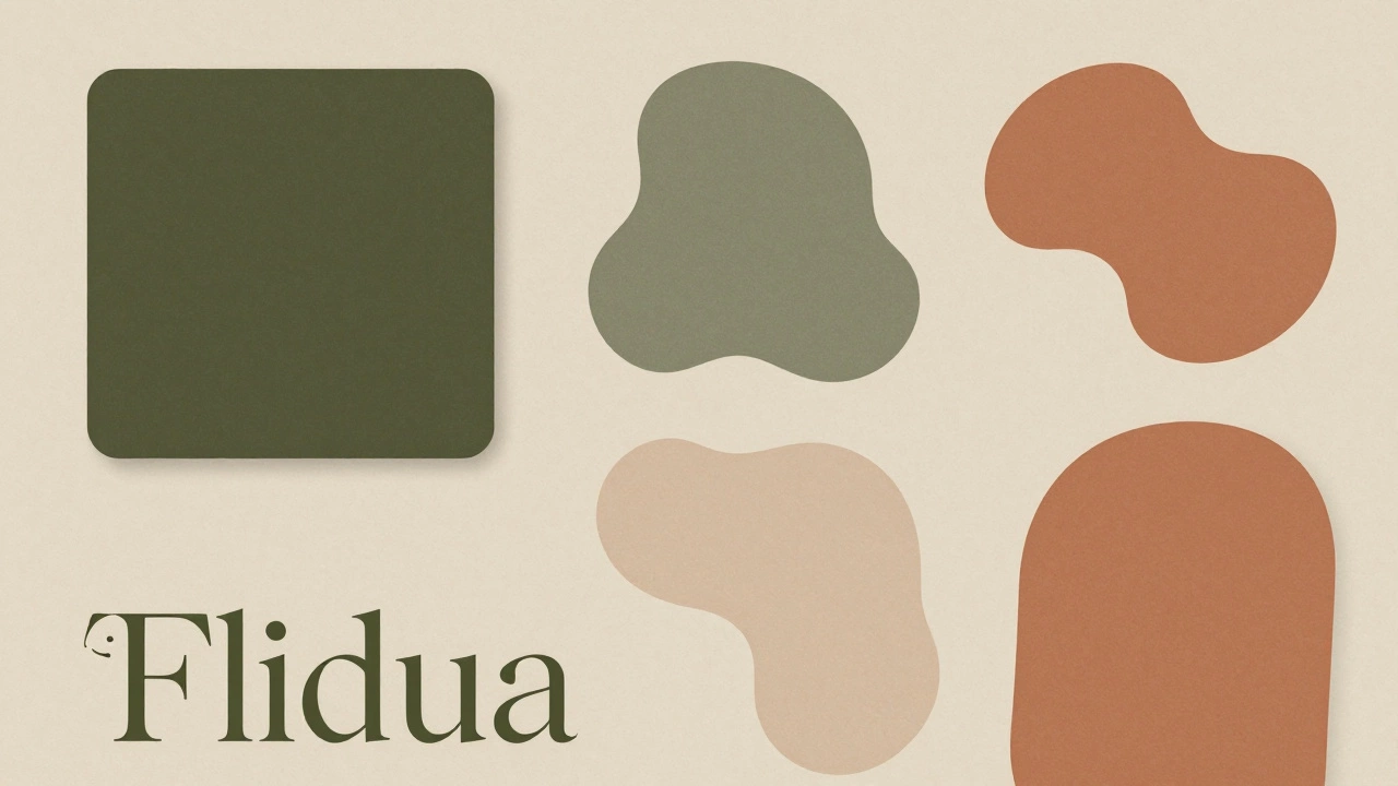 Элементы веб-интерфейса с органическими формами, приглушенными цветами и текстурой бумаги