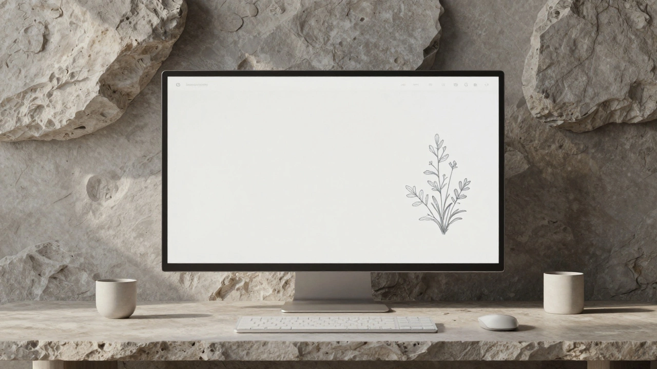 Минималистичный цифровой интерфейс на поверхности натурального камня в мягком свете