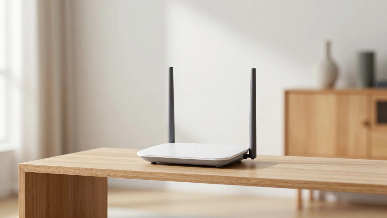 Правильное размещение роутера на открытой высокой полке в центре комнаты
