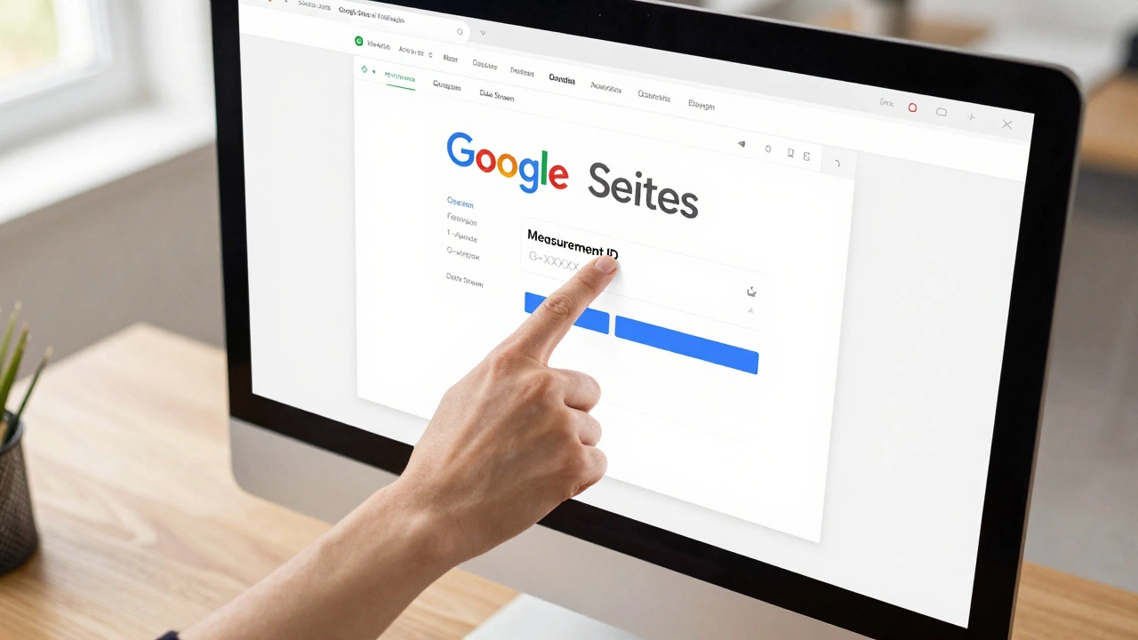 Процесс копирования идентификатора измерения GA4 в настройки сайта