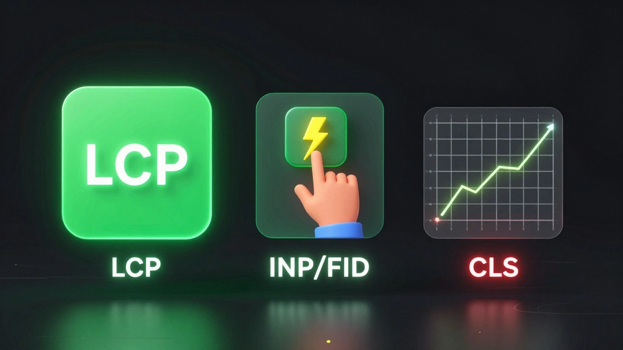 Абстрактная визуализация метрик Core Web Vitals для скорости сайта