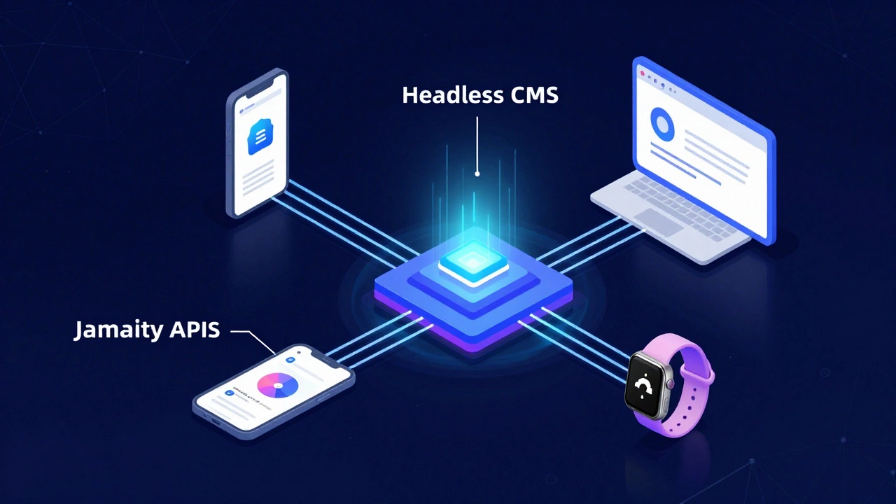 Схема архитектуры Headless CMS и Jamstack