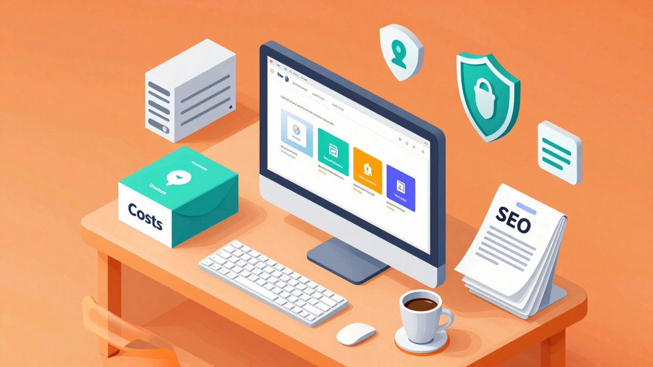 Рабочее место разработчика с интерфейсом WordPress и элементами инфраструктуры магазина