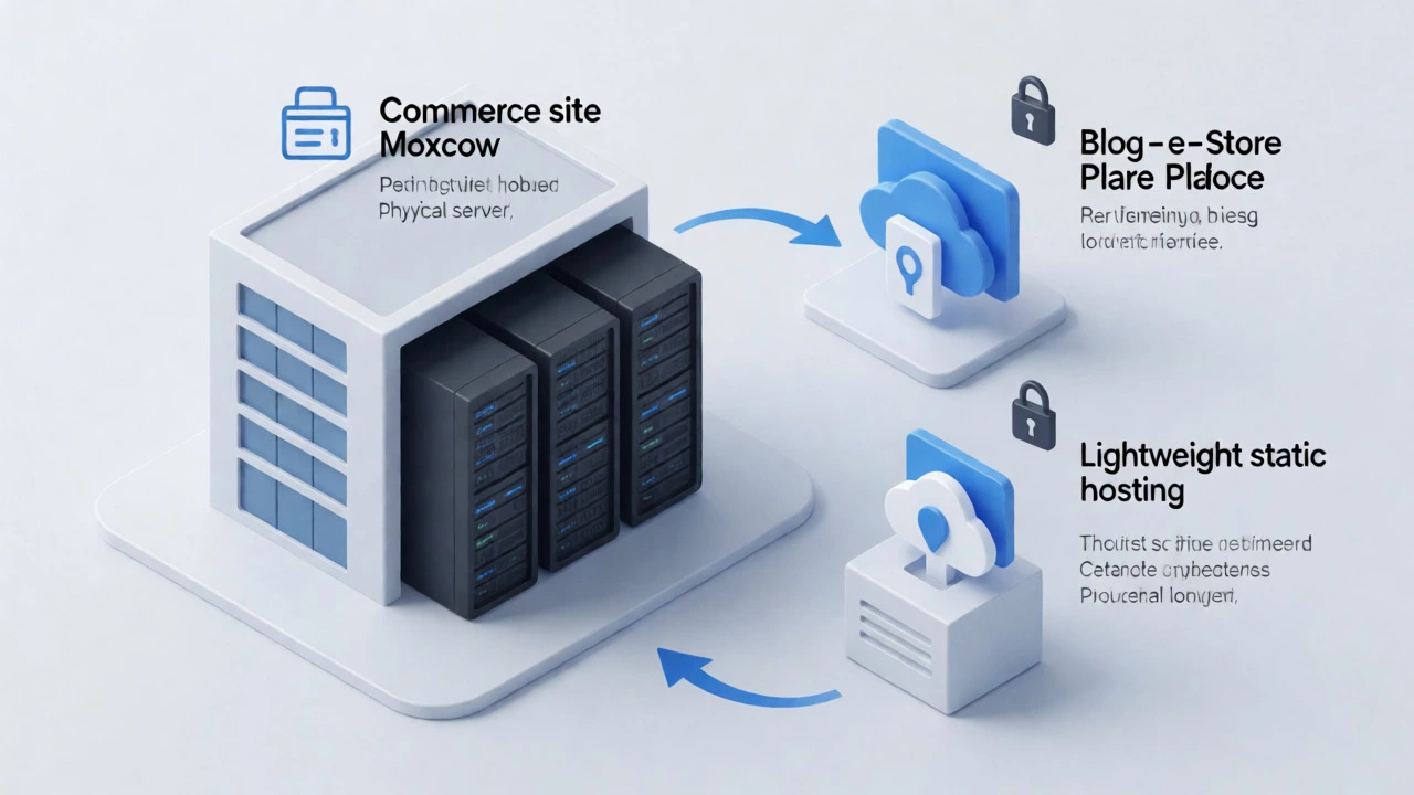 Схема разделения ресурсов одного домена между локальным и облачным хостингом